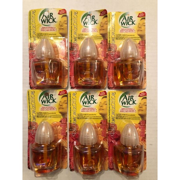 6 airwick scented oil refills harmonization amber & wild rose - Picture 1 of 4